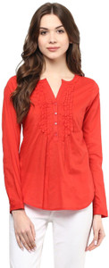 Harpa Casual Full Sleeve Solid Women's Red Top