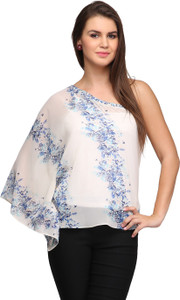 Eavan Casual Sleeveless Floral Print Women White Top