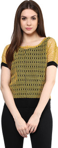 Mayra Party Short Sleeve Solid Women's Yellow Top