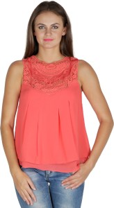 Mayra Party Sleeveless Solid Women's Pink Top