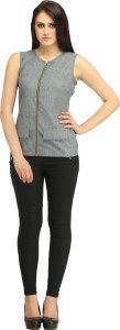 Urban Roots Casual Sleeveless Solid Women's Grey Top