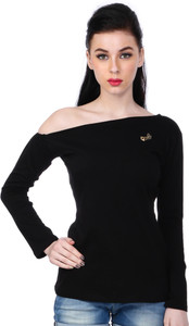Scorpius Casual Full Sleeve Solid Women's Black Top