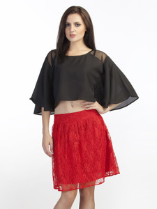 Schwof Party Short Sleeve Solid Women's Black Top