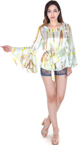 GAURANGI Casual Full Sleeve Printed Women's Green Top