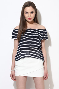 Veni Vidi Vici Casual Short Sleeve Striped Women's Multicolor Top