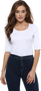 Miss Chase Casual Short Sleeve Solid Women's White Top