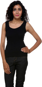 TeeMoods Casual Sleeveless Solid Women's Black Top