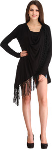 Cation Casual Full Sleeve Solid Women's Black Top