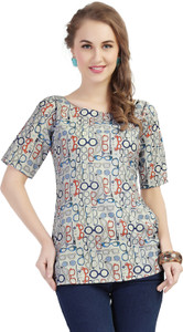 Ziyaa Casual Short Sleeve Self Design Women's Multicolor Top