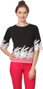 Fashion Expo Casual Short Sleeve Solid Women's Black Top