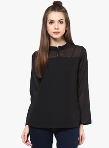 The Bebo Casual Full Sleeve Solid Women's Black Top