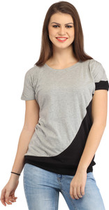 Cation Casual Short Sleeve Solid Women's Grey Top