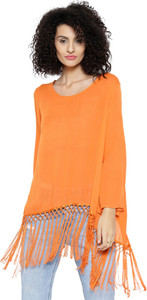 Sassafras Casual Full Sleeve Solid Women's Orange Top