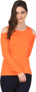Fashion Expo Casual Full Sleeve Solid Women's Orange Top