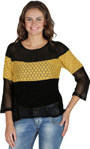 Mayra Party 3/4th Sleeve Solid Women's Yellow Top