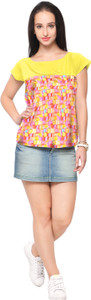 Ahalyaa Party Cap Sleeve Printed Women's Multicolor Top