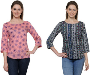 Stop Look Casual 3/4th Sleeve Printed Women Multicolor Top
