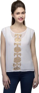 One Femme Party Sleeveless Solid Women's White Top