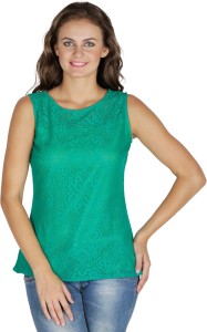 Mayra Party Sleeveless Solid Women's Green Top