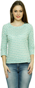 Lebe Casual 3/4th Sleeve Printed Women's Light Green Top