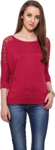 Saiesta Casual 3/4th Sleeve Solid Women's Pink Top