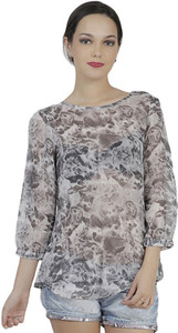 Mask Lifestyle Casual 3/4th Sleeve Printed Women's Multicolor Top