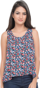 Go India Store Casual Sleeveless Printed Women's Multicolor Top