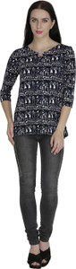 Svt Ada Collections Casual 3/4th Sleeve Printed Women's Black, White Top