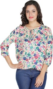 Mayra Party 3/4th Sleeve Floral Print Women's Multicolor Top