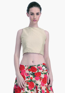 FabAlley Casual Sleeveless Solid Women's Beige Top