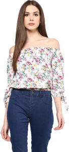 Harpa Casual 3/4th Sleeve Floral Print Women's Multicolor Top