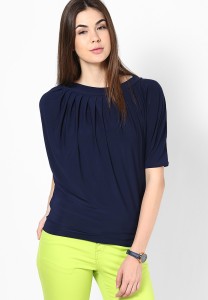 Mayra Party 3/4th Sleeve Solid Women's Dark Blue Top
