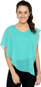 Chimpaaanzee Party Butterfly Sleeve Solid Women's Green Top