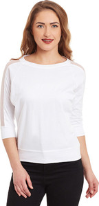 Miss Chase Casual 3/4th Sleeve Solid Women's White Top