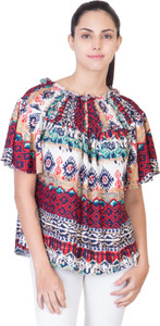 Khhalisi Party Bell Sleeve Printed Women's Multicolor Top