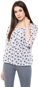 Mayra Casual 3/4th Sleeve Printed Women's White Top