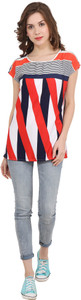 Aania Casual Cap Sleeve Printed Women's Multicolor Top