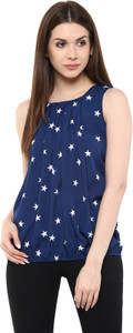 Mayra Casual Sleeveless Printed Women's Blue Top