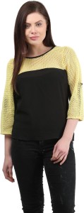 Mayra Casual 3/4th Sleeve Solid Women's Yellow Top