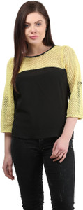 Mayra Casual 3/4th Sleeve Solid Women's Yellow Top
