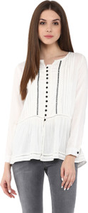 Calgari Casual Full Sleeve Solid Women's White Top