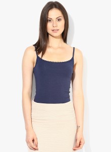 Only Casual Noodle strap Solid Women's Blue Top