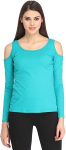 Cation Casual Full Sleeve Solid Women's Blue Top