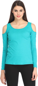 Cation Casual Full Sleeve Solid Women's Blue Top