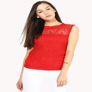 Mayra Party Sleeveless Solid Women's Red Top