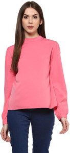 Harpa Casual Full Sleeve Solid Women's Pink Top