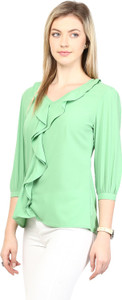 Rare Casual 3/4th Sleeve Solid Women's Green Top