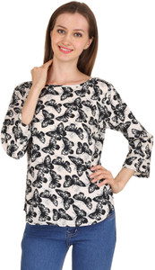 Kannan Casual 3/4th Sleeve Animal Print Women's Multicolor Top