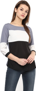 Avoir Envie Casual 3/4th Sleeve Striped Women's Multicolor Top