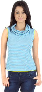 Vea Kupia Casual Sleeveless Striped Women's Blue Top